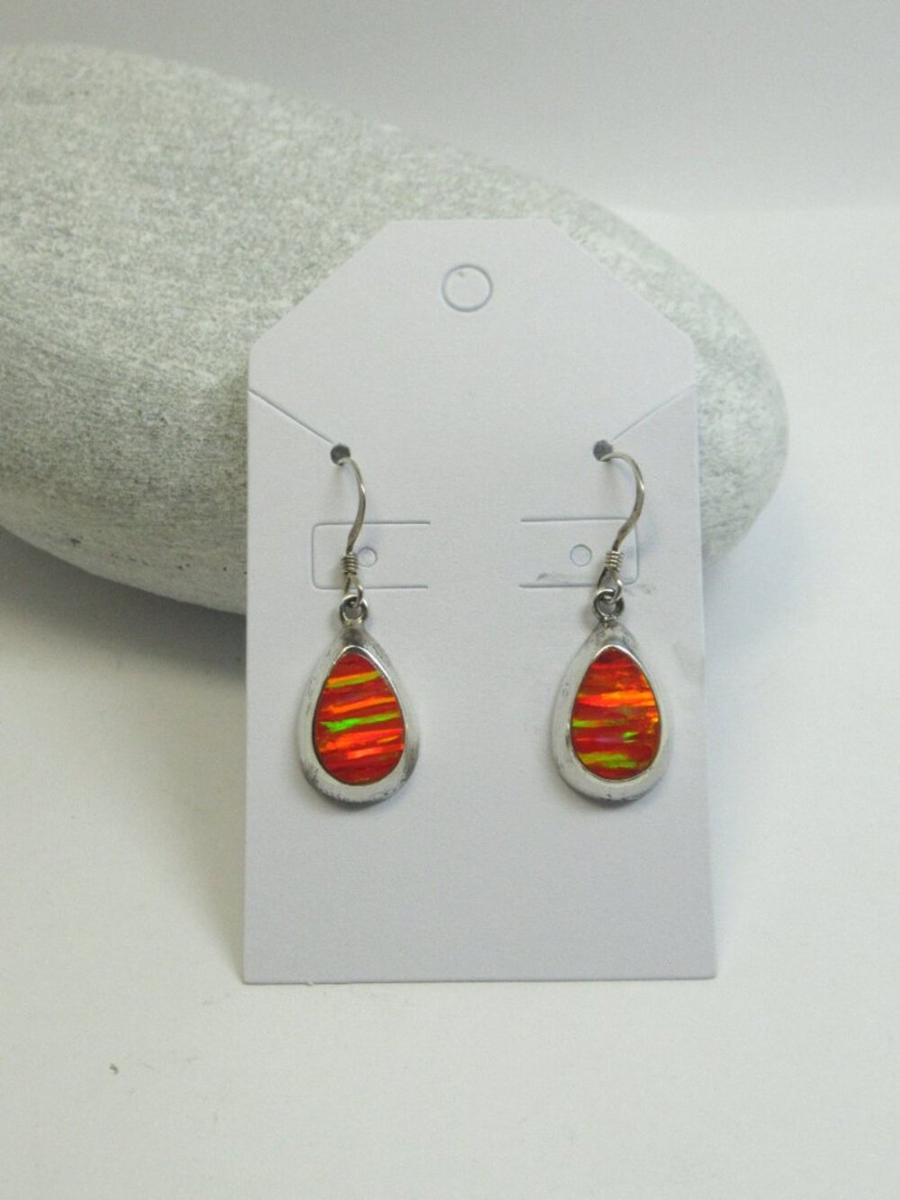 Orange Fire opal teardrop earrings